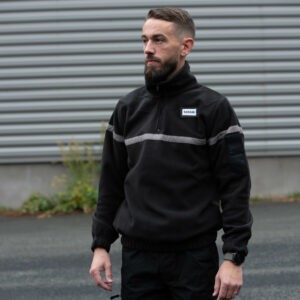 Sweat polaire noir avec bande grise Sécurité privée