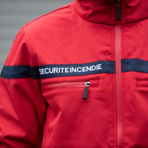 Softshell Homme 3 Couches SSIAP – Rouge & Bande Marine