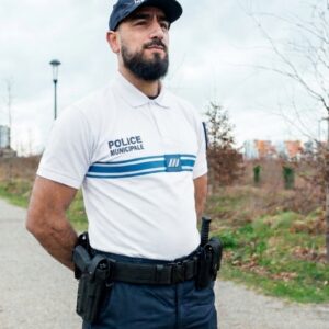Polo blanc manches courtes Police Municipale double face