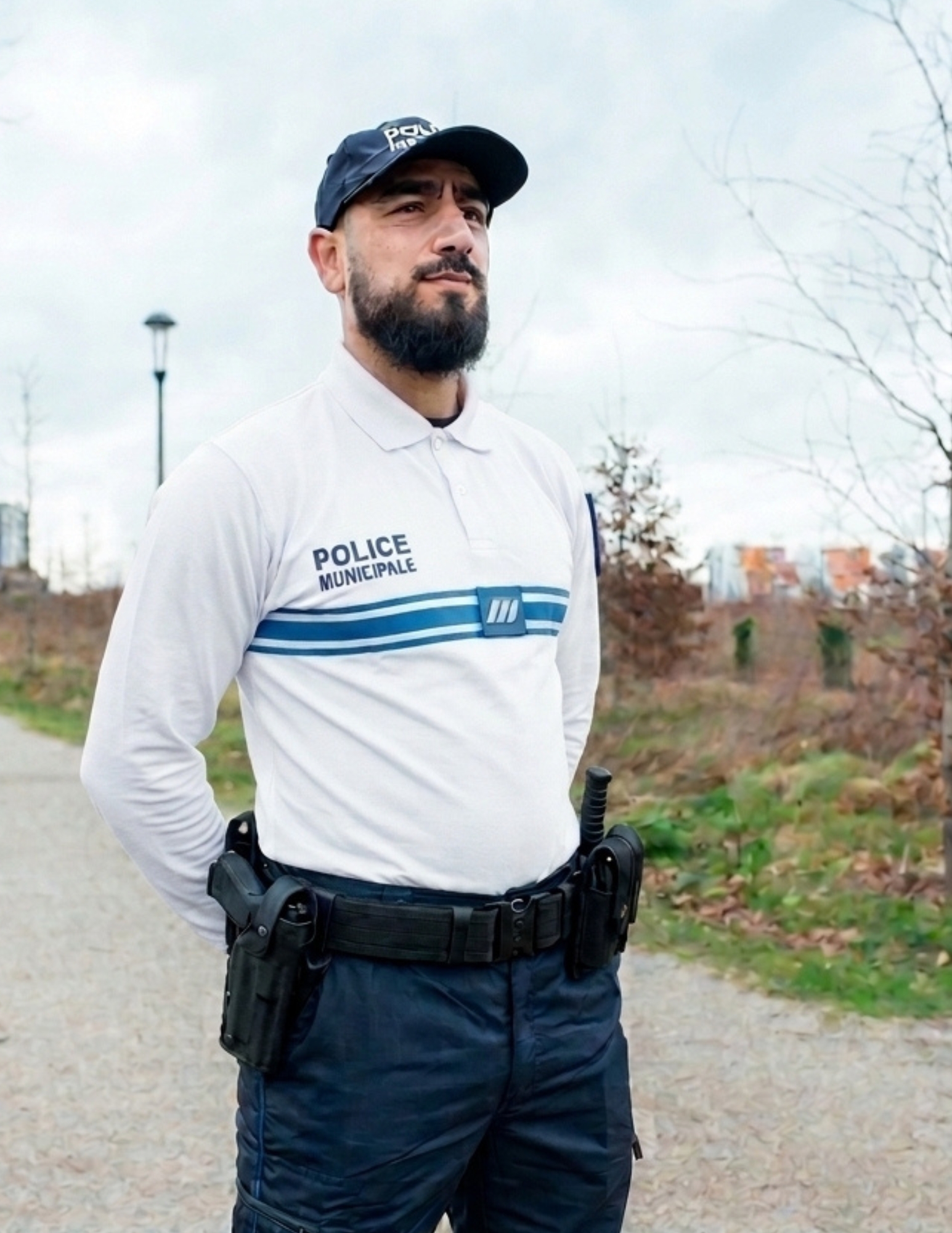 Polo blanc manches longues Police Municipale double face